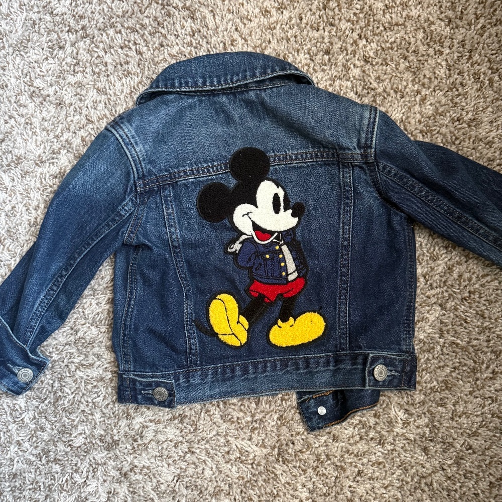 GAP Kids Dark Blue Denim Jacket with Mickey Patch